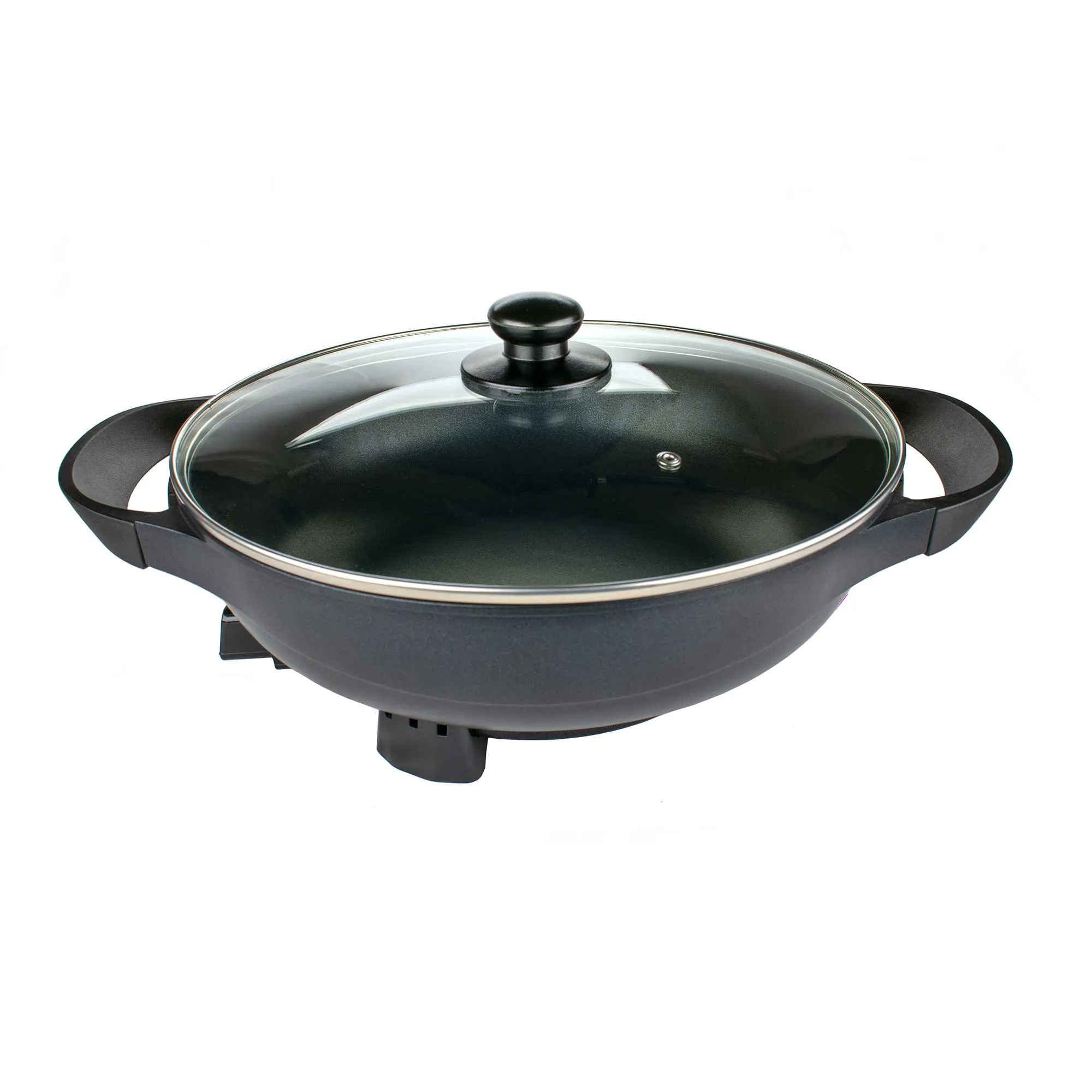 Brentwood SK-69BK 13-Inch Non-Stick Flat Bottom Electric Wok Skillet with Vented Glass Lid, Black