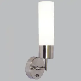 Bright Star Lighting ML005 SATIN Satin Chrome Wall Bracket with Sealed White Cylindrical Glass