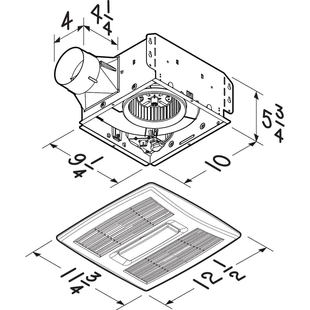 Broan AE110L Flex Series 110 CFM Ceiling Roomside Installation Bathroom Exhaust Fan with Light, ENERGY STAR