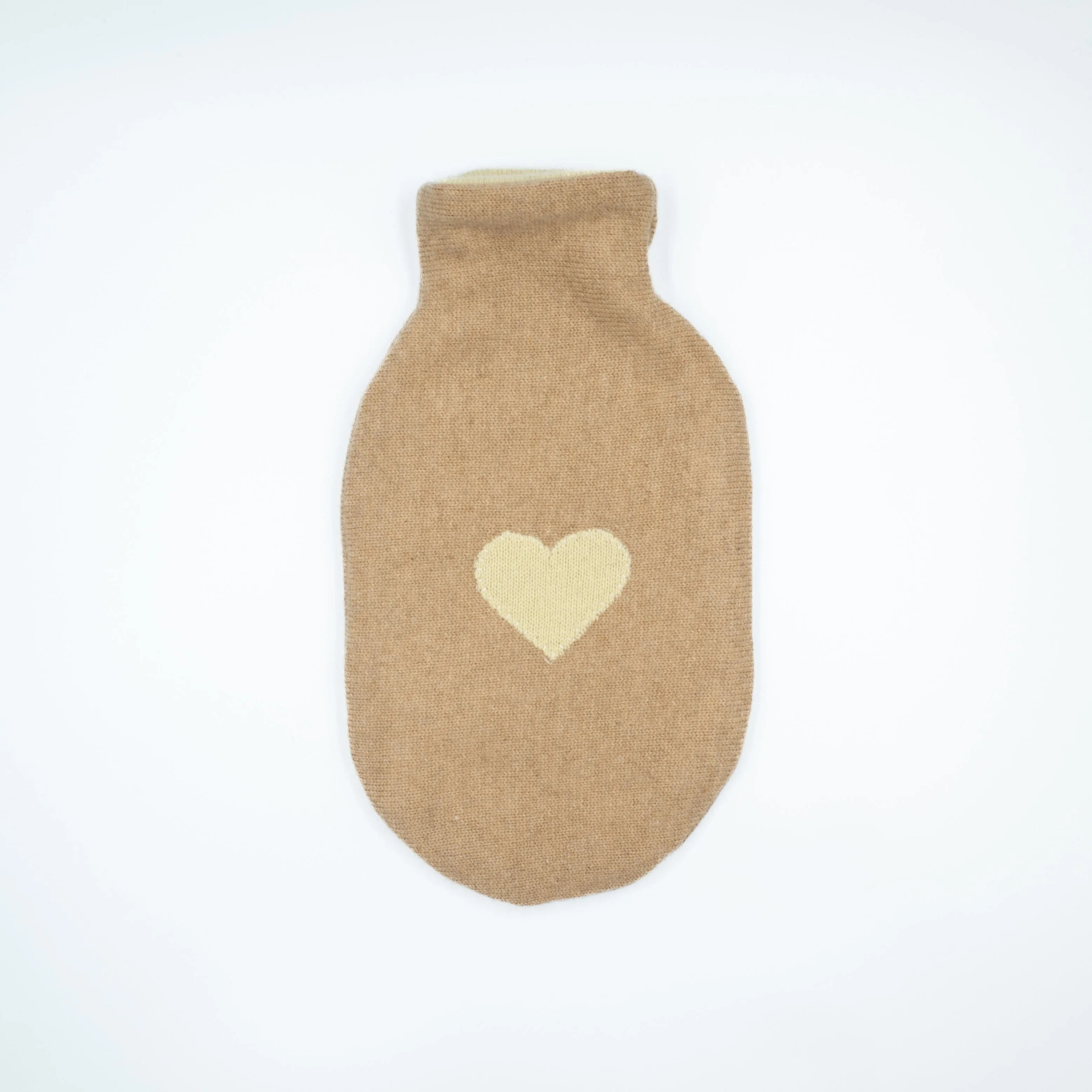 Camel and Palest Yellow Cashmere Small Hot Water Bottle