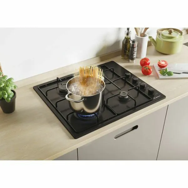 Candy 60cm 4 Burner Gas Hob - Black | CHW6LBB