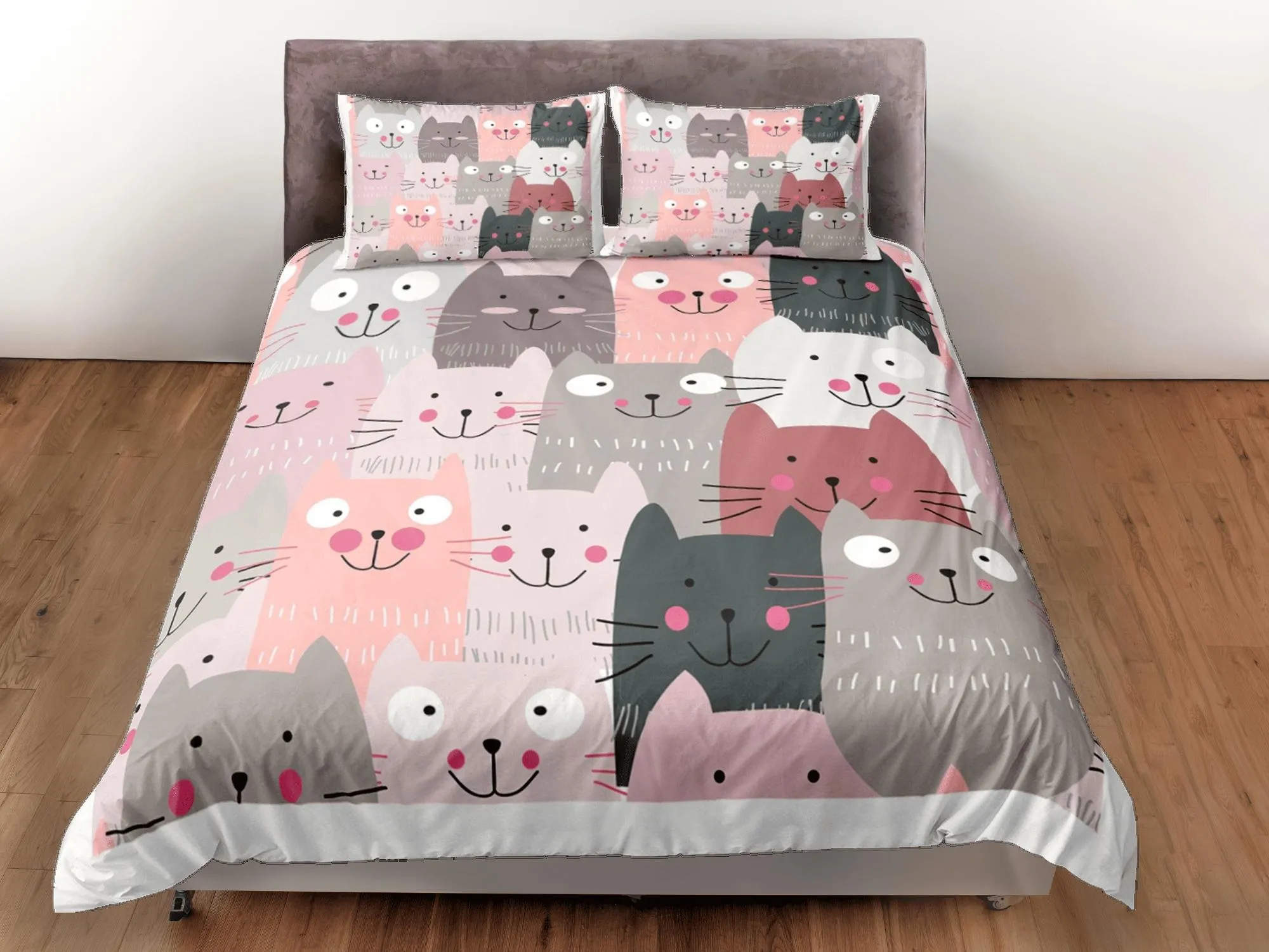 Cat Lover Duvet Cover Set Bedspread, Cute Cats Bedding for Teens Kids Bedroom