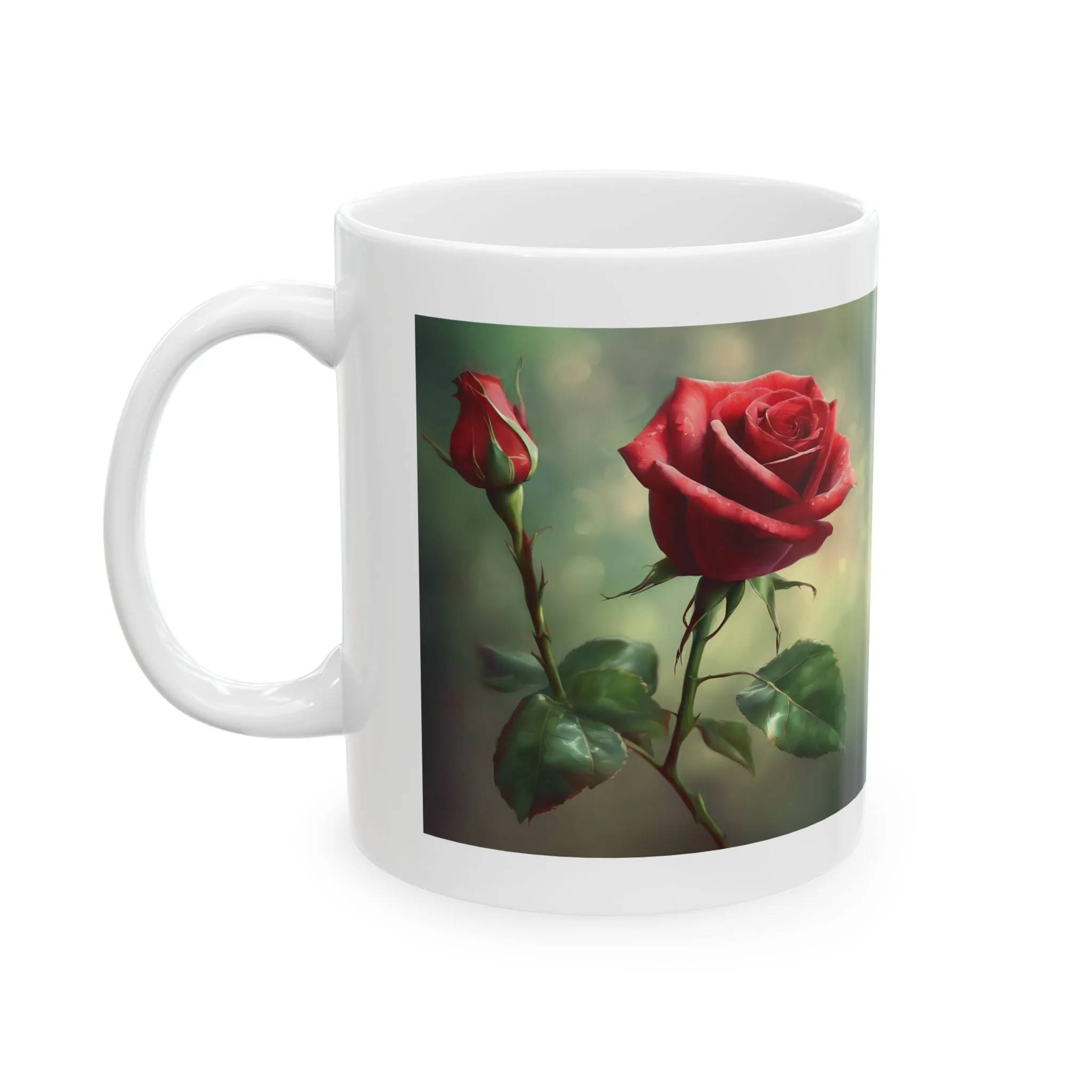 Ceramic Mug, (11oz, 15oz) Roses Left Side