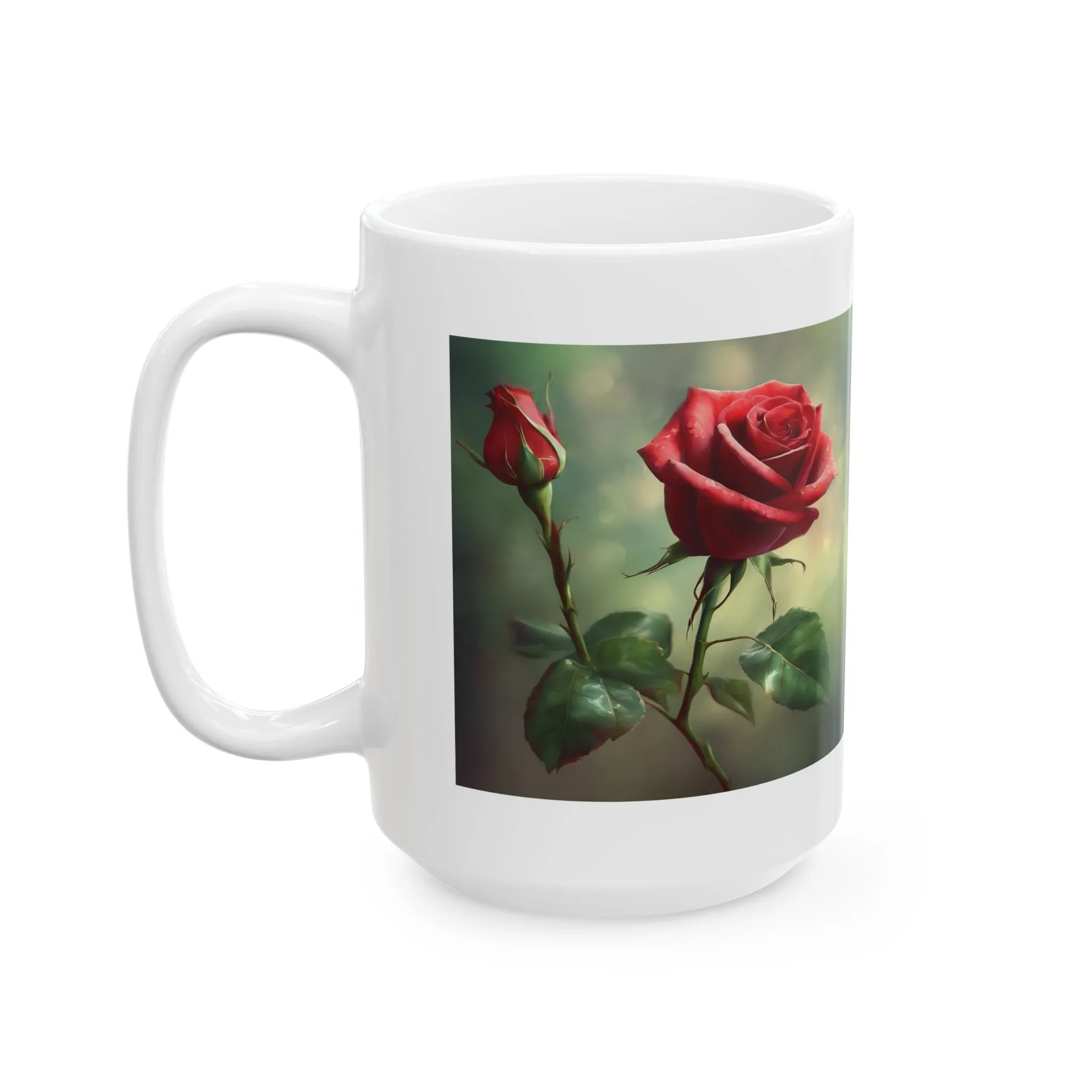 Ceramic Mug, (11oz, 15oz) Roses Left Side