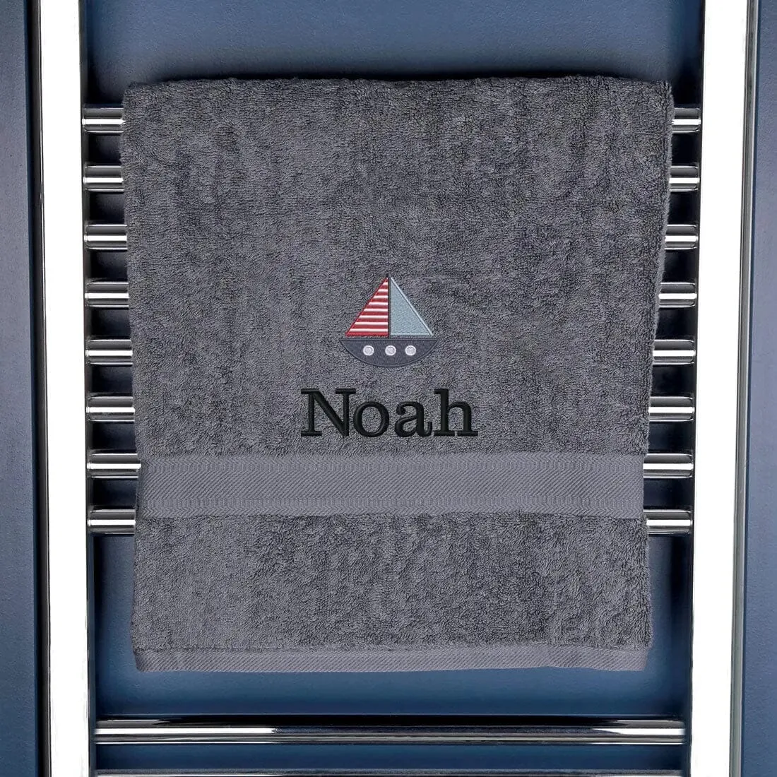 Children's Personalised Sailing Boat Bath Towel