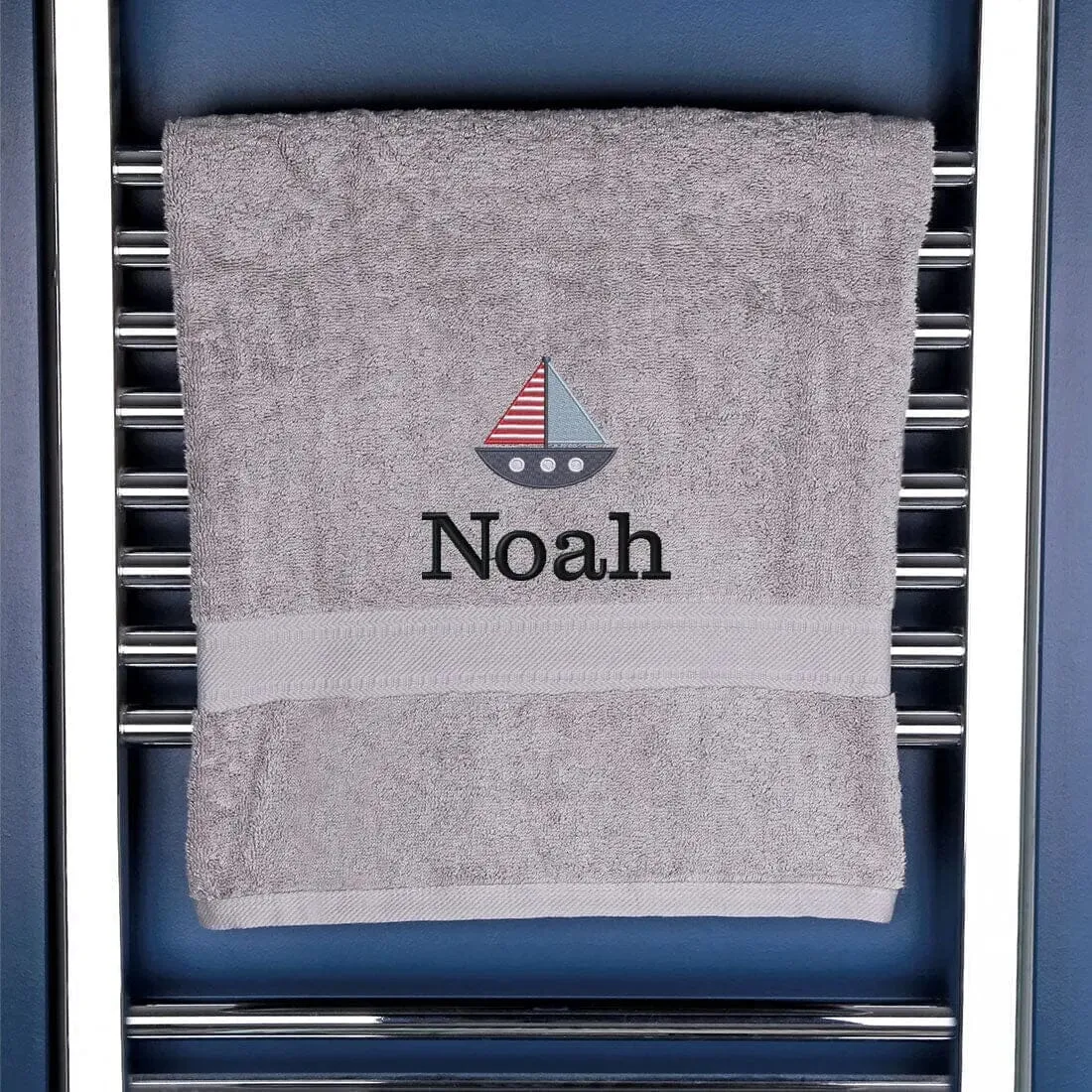 Children's Personalised Sailing Boat Bath Towel