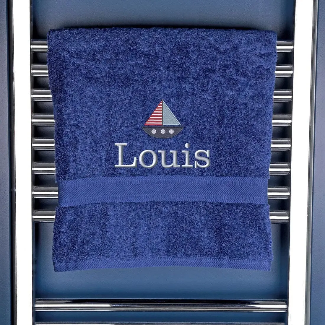 Children's Personalised Sailing Boat Bath Towel