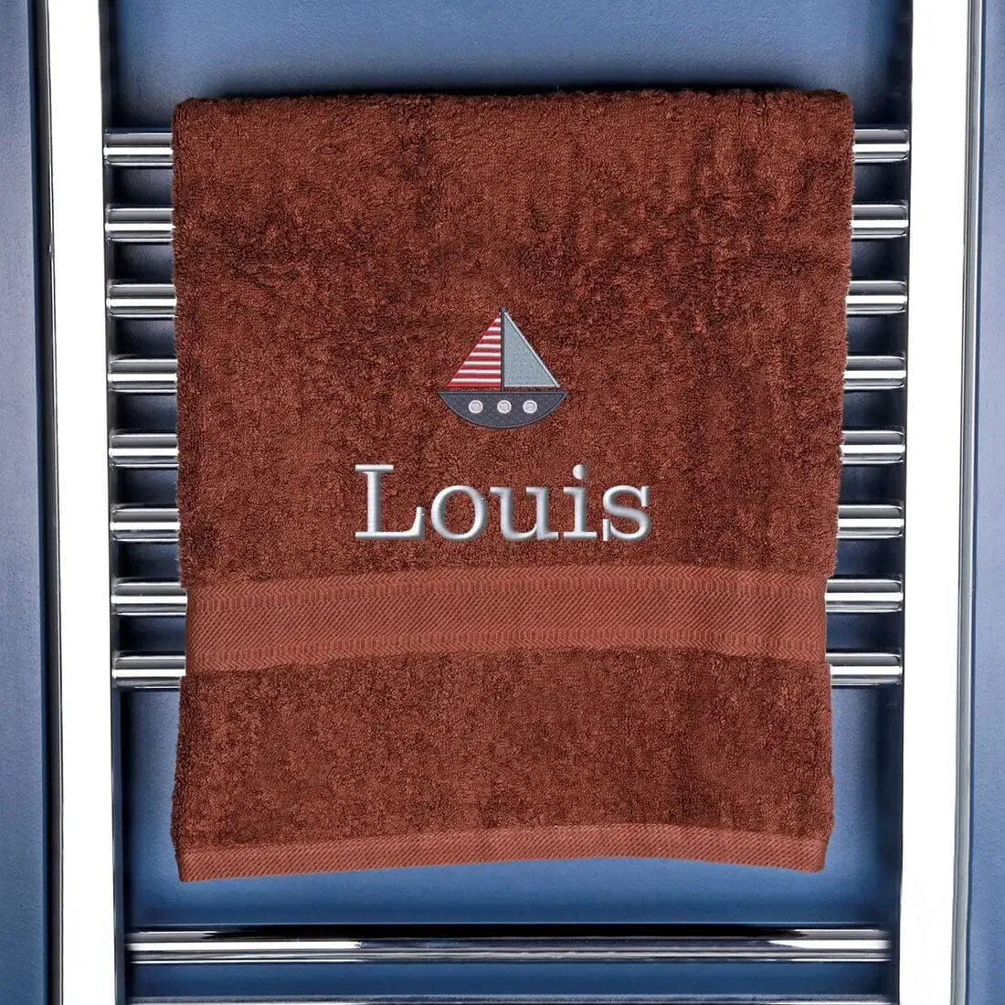 Children's Personalised Sailing Boat Bath Towel