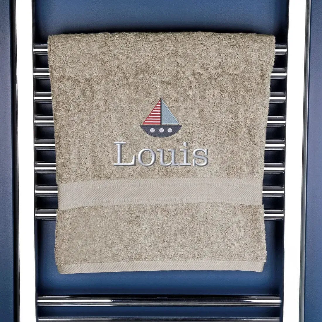 Children's Personalised Sailing Boat Bath Towel