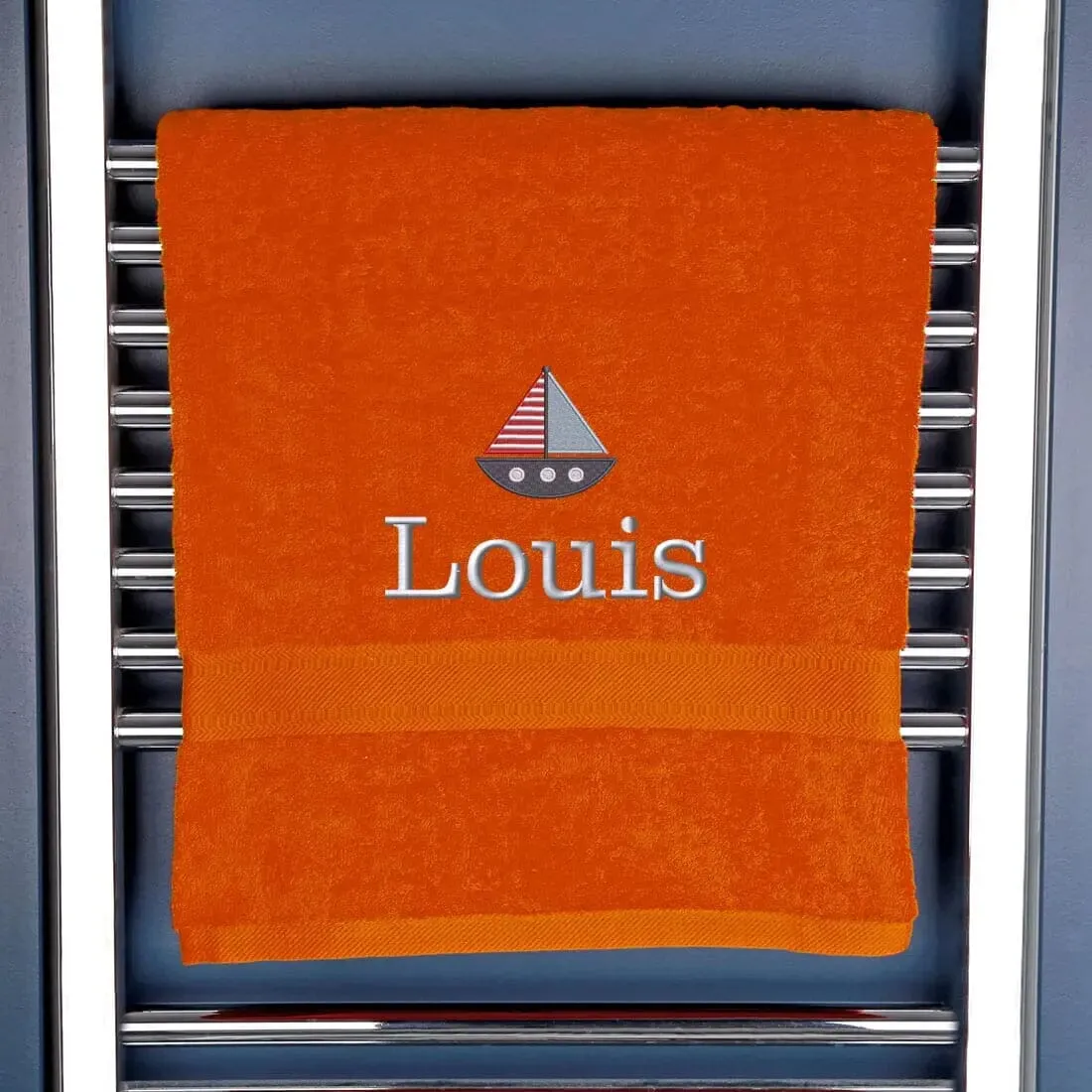 Children's Personalised Sailing Boat Bath Towel