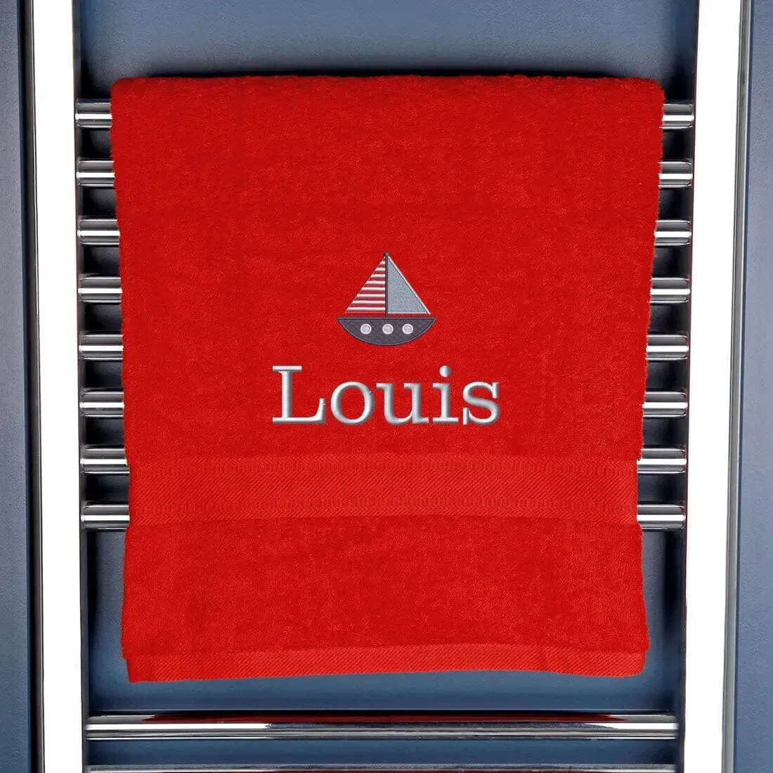 Children's Personalised Sailing Boat Bath Towel