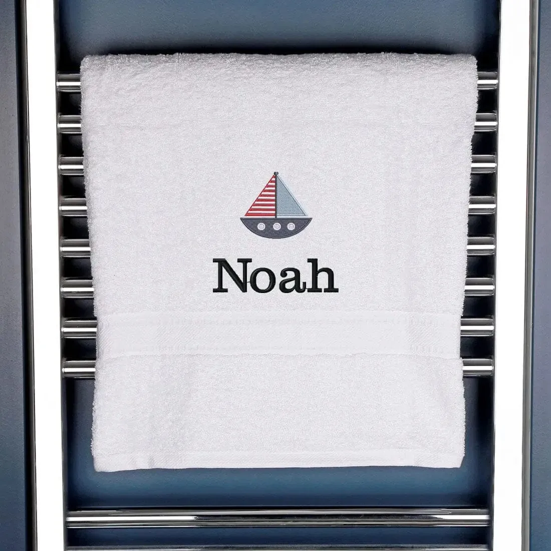 Children's Personalised Sailing Boat Bath Towel