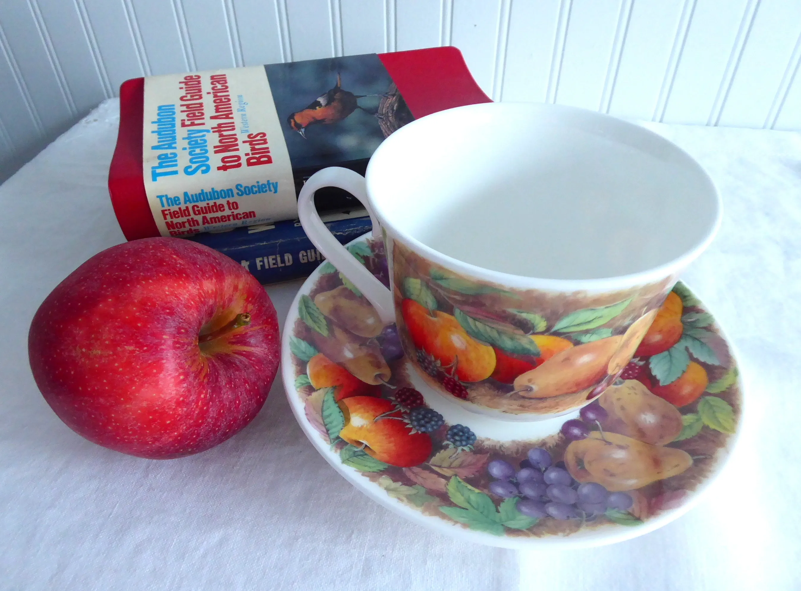 Classic Fruit Design Breakfast Size Cup And Saucer Roy Kirkham Bone China Apples Grapes