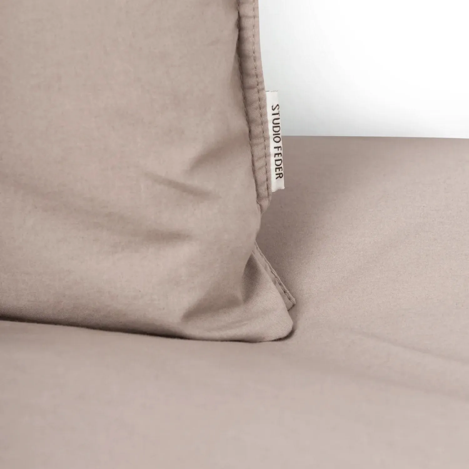 Cotton Duvet & Pillow Cover - Taupe - 100x140/40x45cm