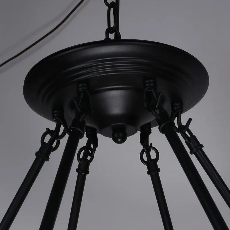 Country Hemp Rope Loop Chandelier - Hanging Ceiling Light in Black for Restaurants"

This revised title maintains the essential keywords and information, while keeping it concise for better SEO optimization.