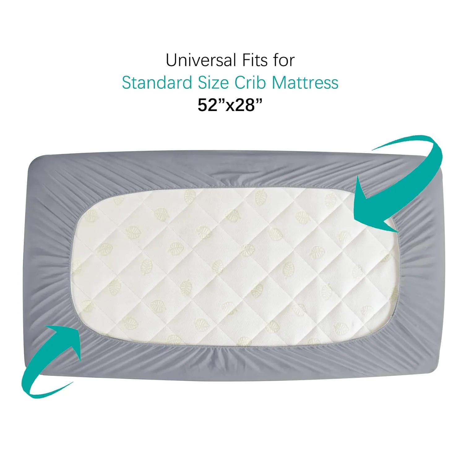 Crib Mattress Protector/ Pad Cover - 2 Pack, Quilted Microfiber, Waterproof, Grey (for Standard Crib/ Toddler Bed)