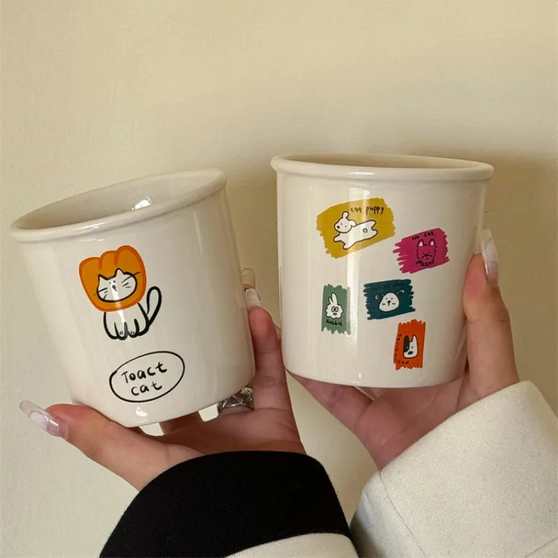 Cute Cartoon Ceramic Mugs – Adorable Animal & Fruit Prints