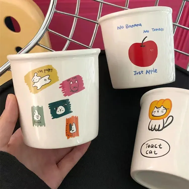 Cute Cartoon Ceramic Mugs – Adorable Animal & Fruit Prints