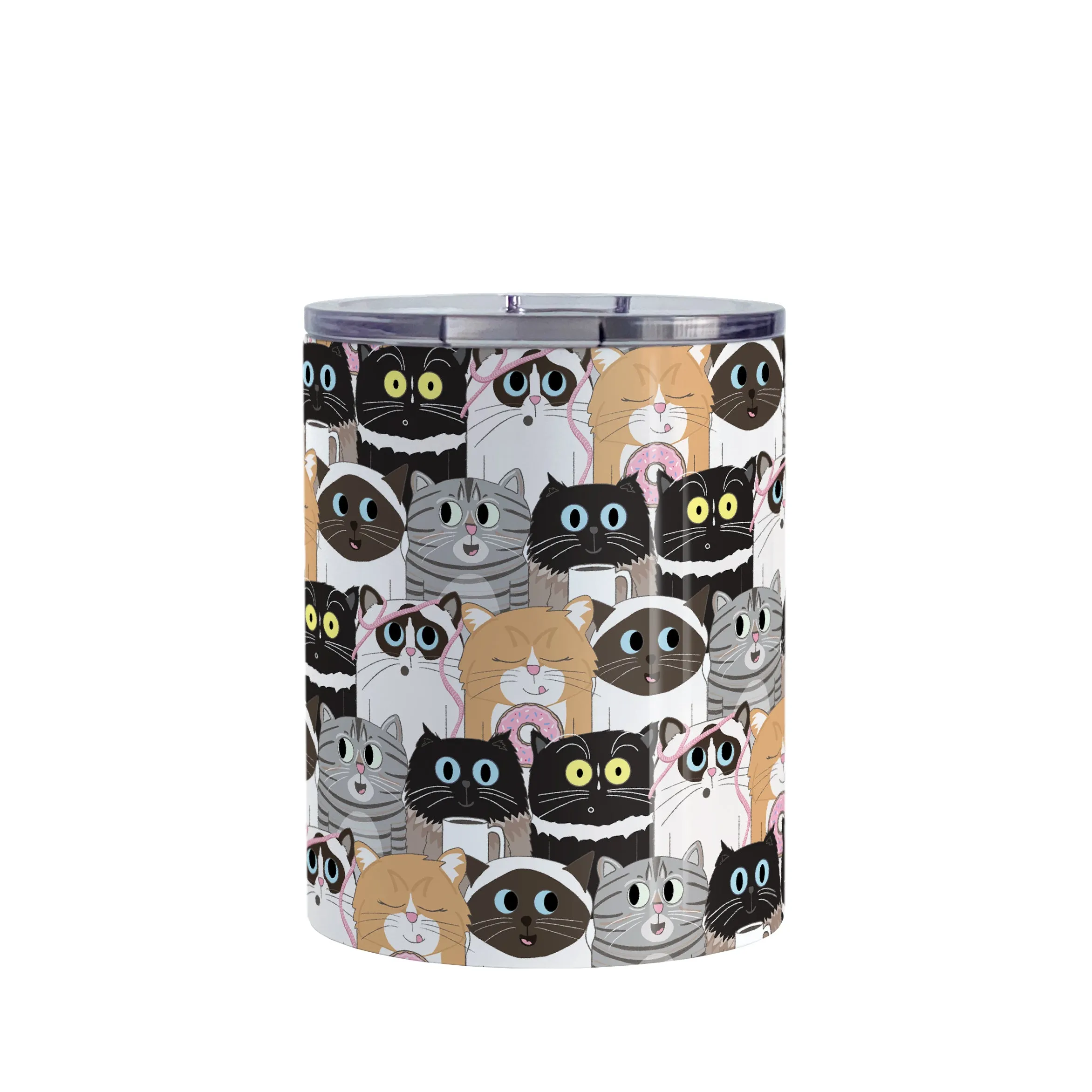 Cute Cat Stack Pattern Tumbler Cup