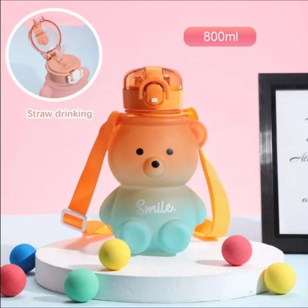 Cute Teddy Water Bottle For Kids with 800 ml Sipper  [Dual Shade]