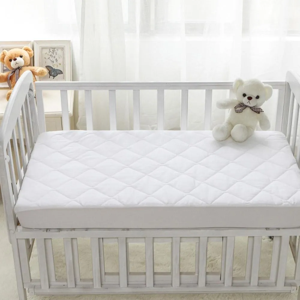 Deluxe Quilted Cotton / Polyester Waterproof Crib Mattress Pad