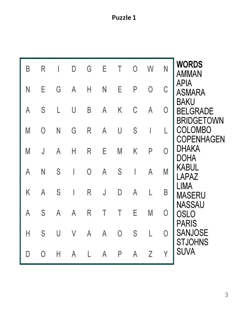 Digital Download 100 Printable Word Search Puzzles