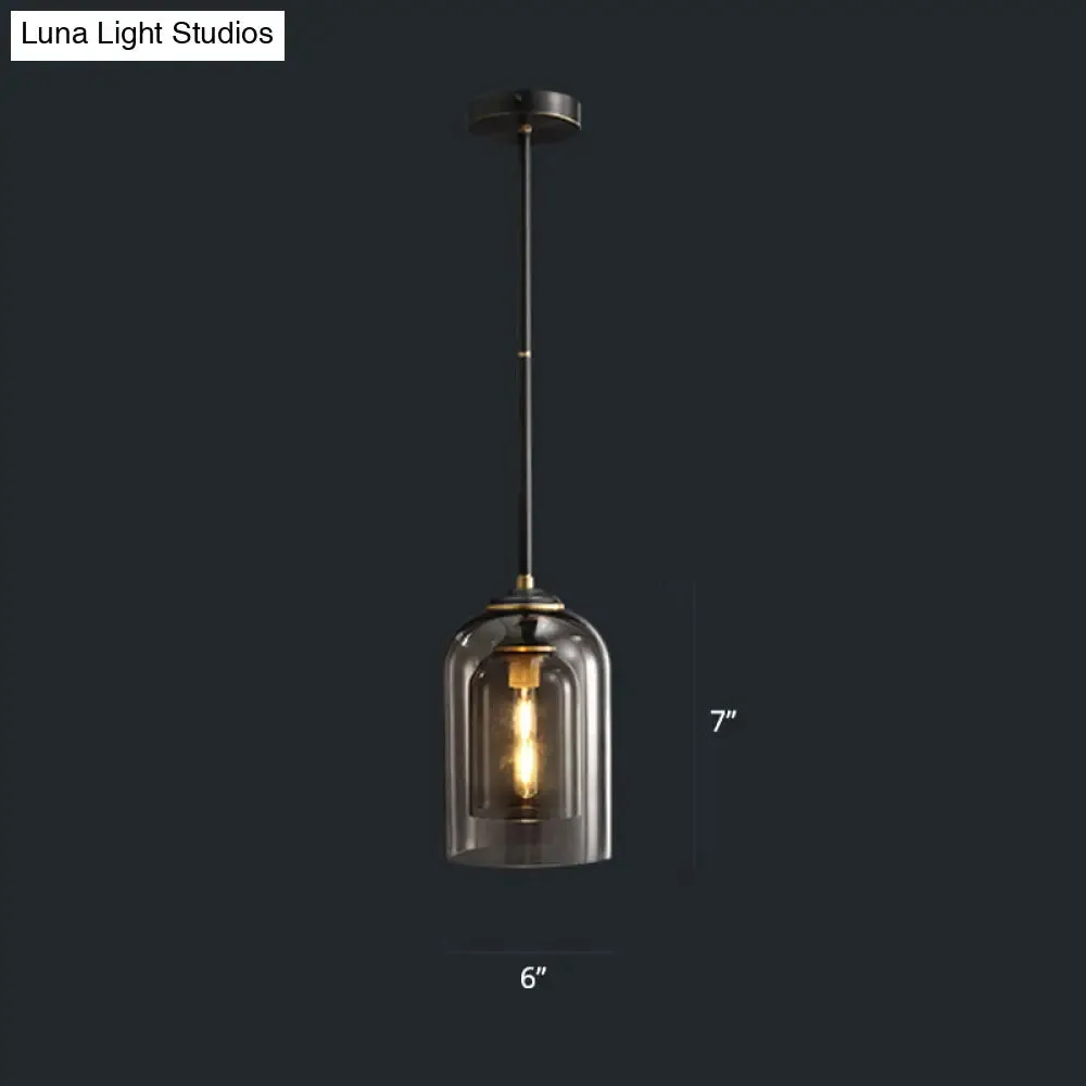 Dome Pendant Light Fixture with 2 Shades - Nordic Glass, 1-Light Bedside Pendulum Lighting