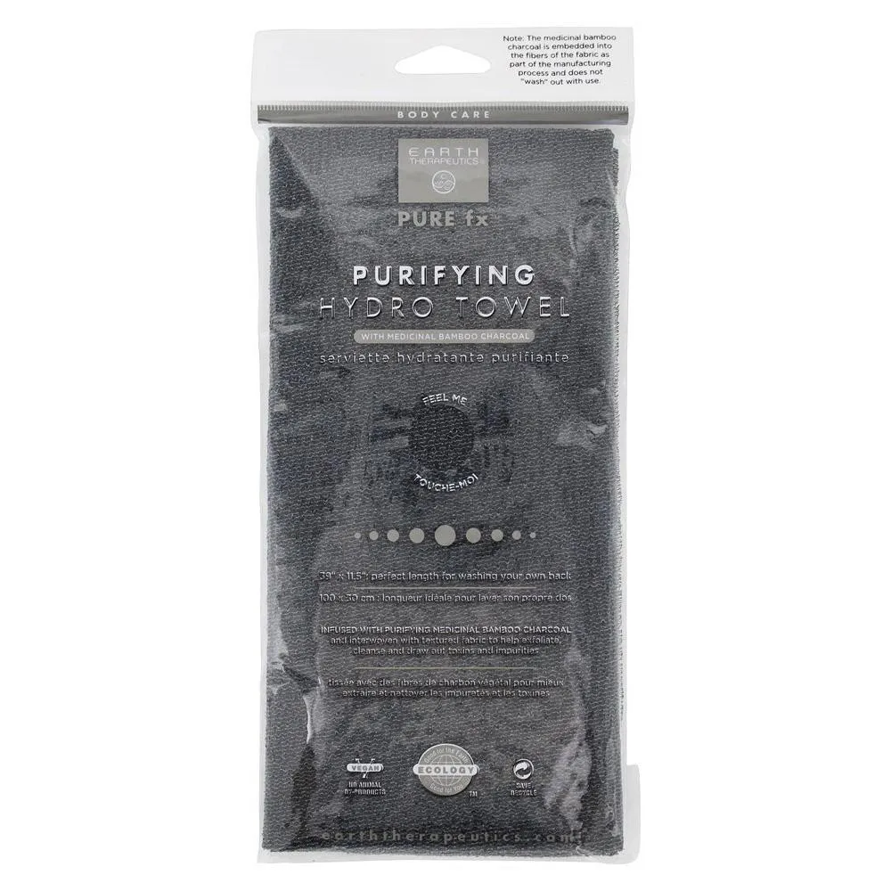 EARTH THERAPEUTICS - Purifying Exfoliating Hydro Towel Black with Charcoal - 1 Towel