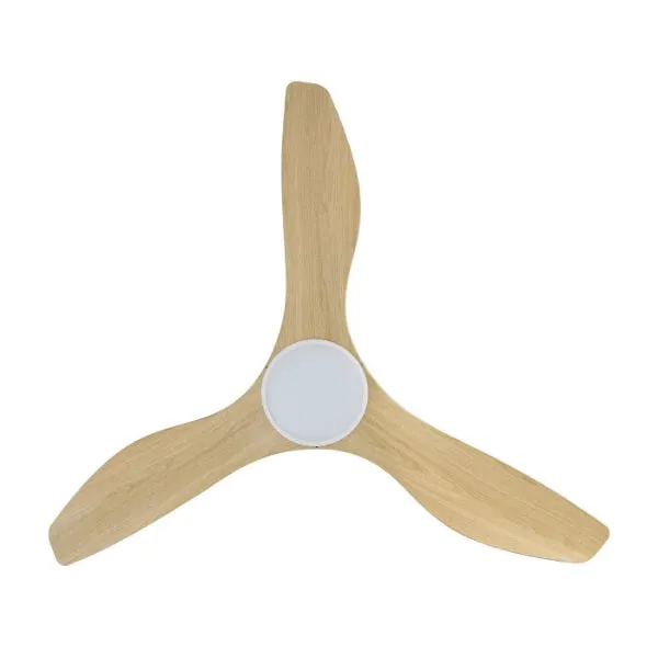 Eglo Surf 48in 122cm Ceiling Fan with 20W LED CCT Light - White with Oak Finish