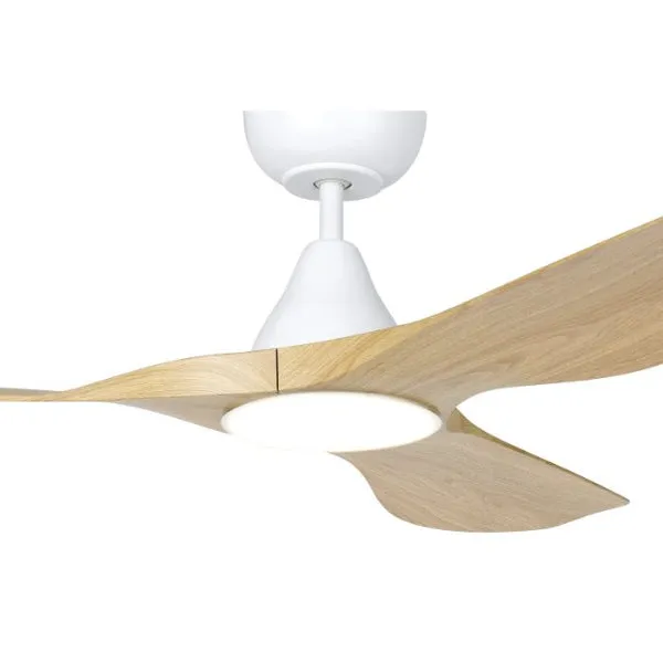 Eglo Surf 48in 122cm Ceiling Fan with 20W LED CCT Light - White with Oak Finish