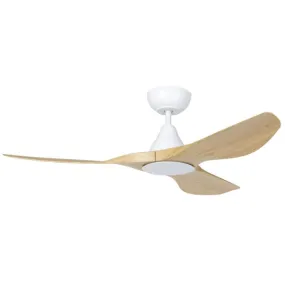 Eglo Surf 48in 122cm Ceiling Fan with 20W LED CCT Light - White with Oak Finish