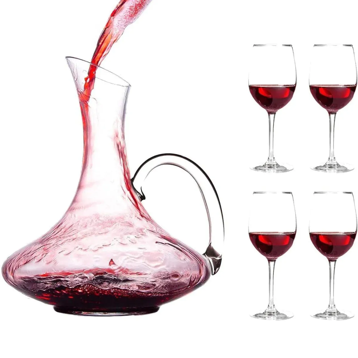 Elegant Wine Decanter Set with Aerator & Stemmed Glasses