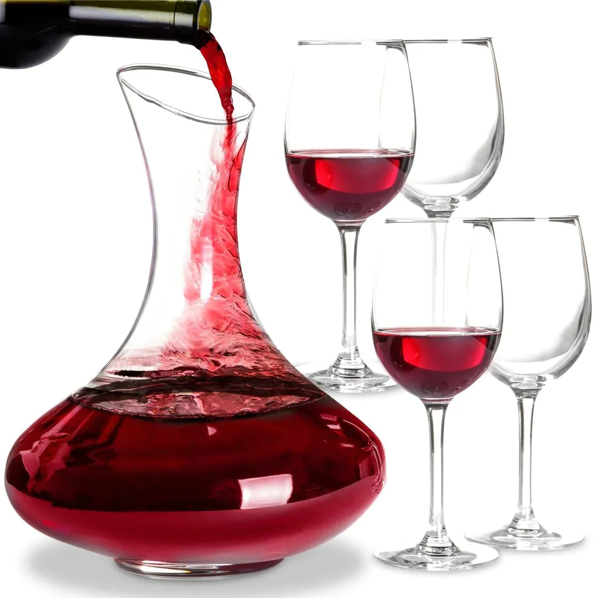 Elegant Wine Decanter Set with Aerator & Stemmed Glasses