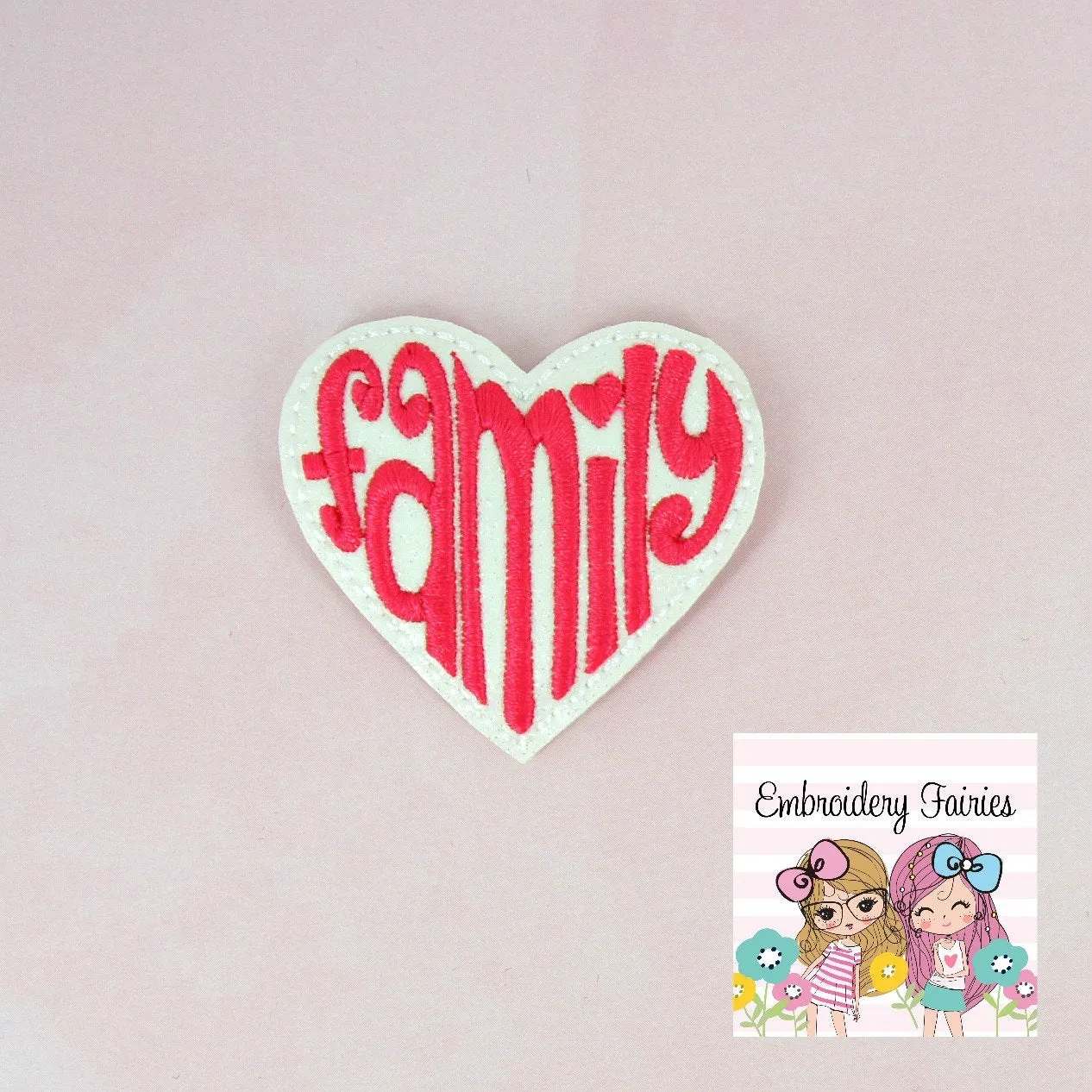 Family Heart Feltie File - Heart Embroidery File - ITH Embroidery File - Planner Clip Embroidery File - Machine Embroidery Design