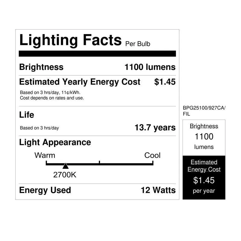 Feit LED G25 E26 (Medium) Filament LED Bulb Soft White 100 Watt Equivalence 1 pk