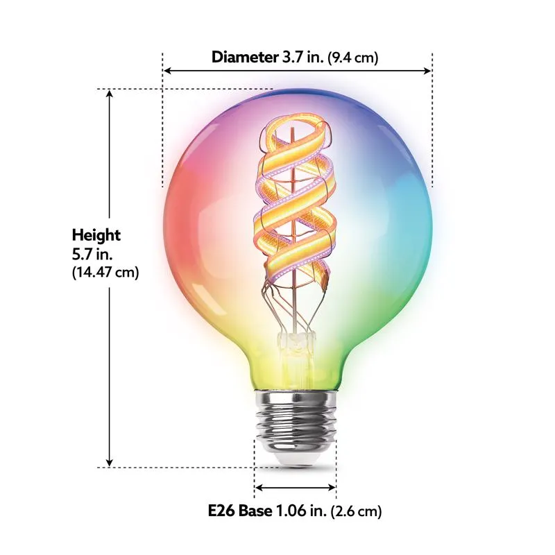 Feit Smart Home G30 E26 (Medium) Smart-Enabled LED Bulb Color Changing 60 Watt Equivalence 1 pk