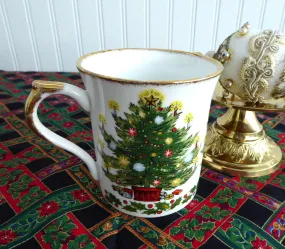 Festive Time Queen's Mug Holiday Design 1970s England Christmas Tea Rosina Christmas Tea