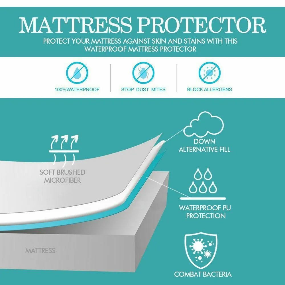 Fitted Waterproof Bed Mattress Protectors Covers Single