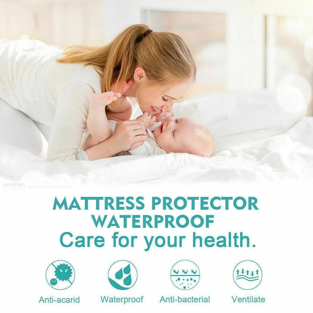 Fitted Waterproof Bed Mattress Protectors Covers Single