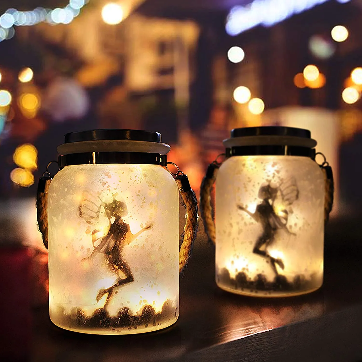 Frosted Glass Hanging Jar Solar Fairy Light That Add Fun To Your Garden To Look Good At Night