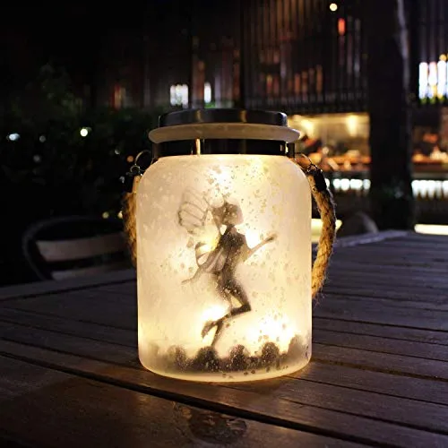 Frosted Glass Hanging Jar Solar Fairy Light That Add Fun To Your Garden To Look Good At Night