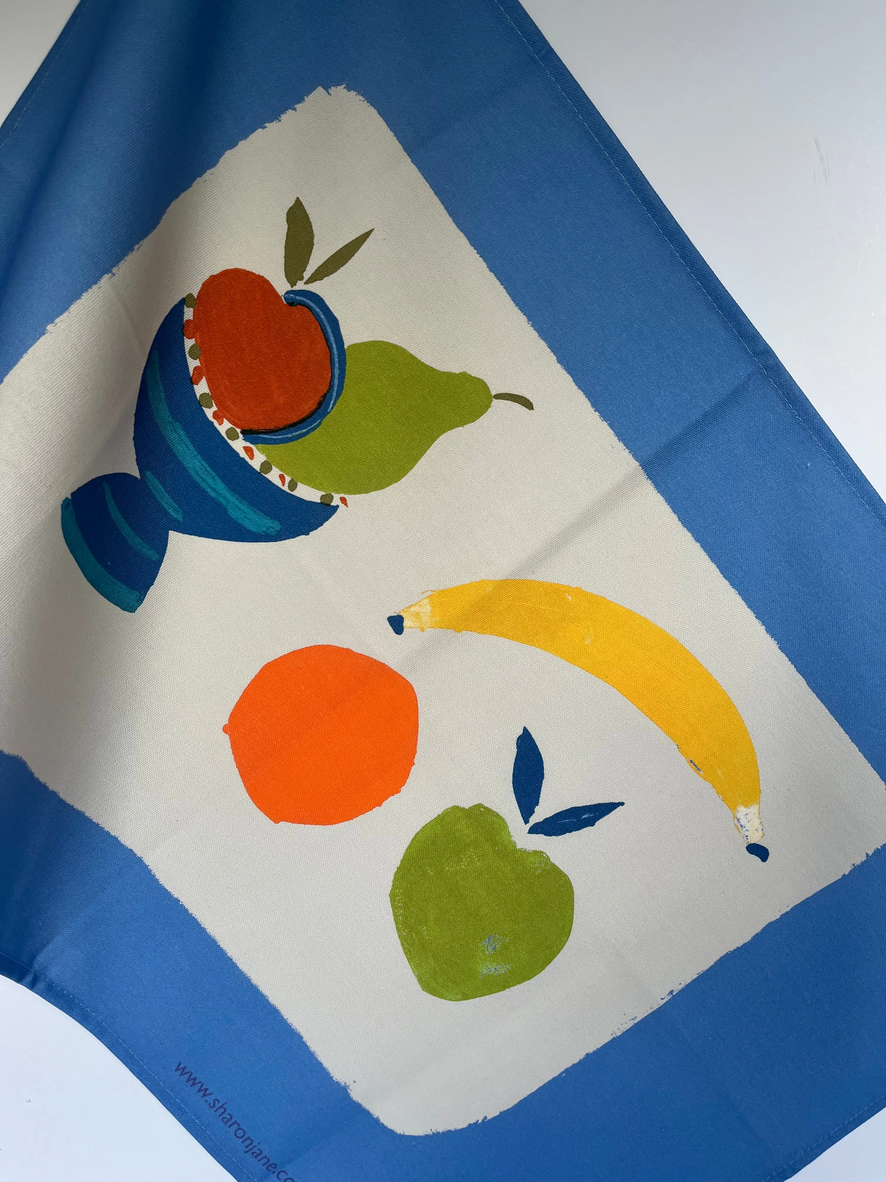 Fruit Bowl Tea Towel - Cornflower