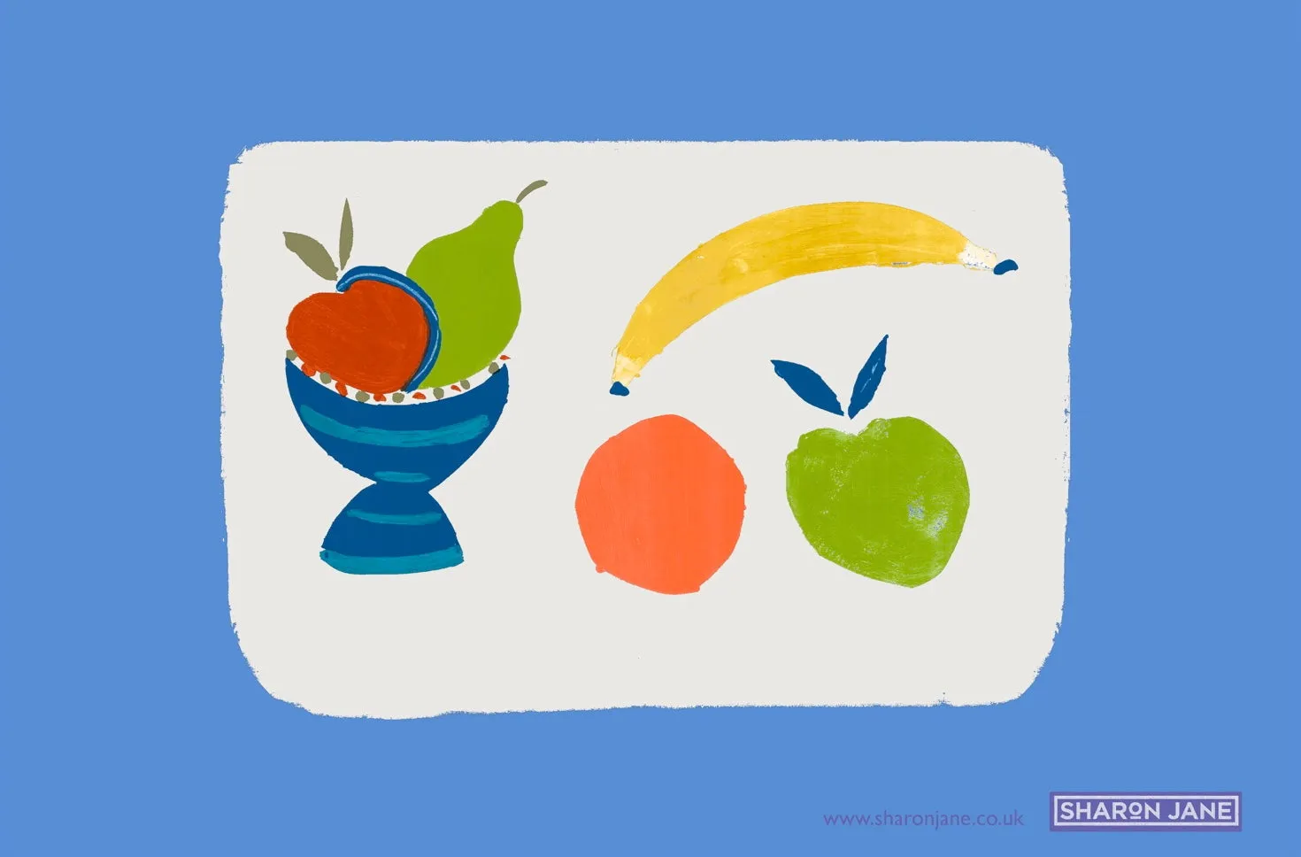 Fruit Bowl Tea Towel - Cornflower