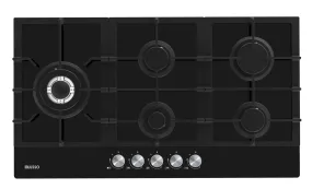 GAS COOKTOP - 900MM BLACK GLASS SIDE WOK BURNER