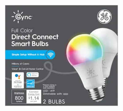 GE Lighting Cync Smart LED Light Bulb, Dimmable, Millions of Colors