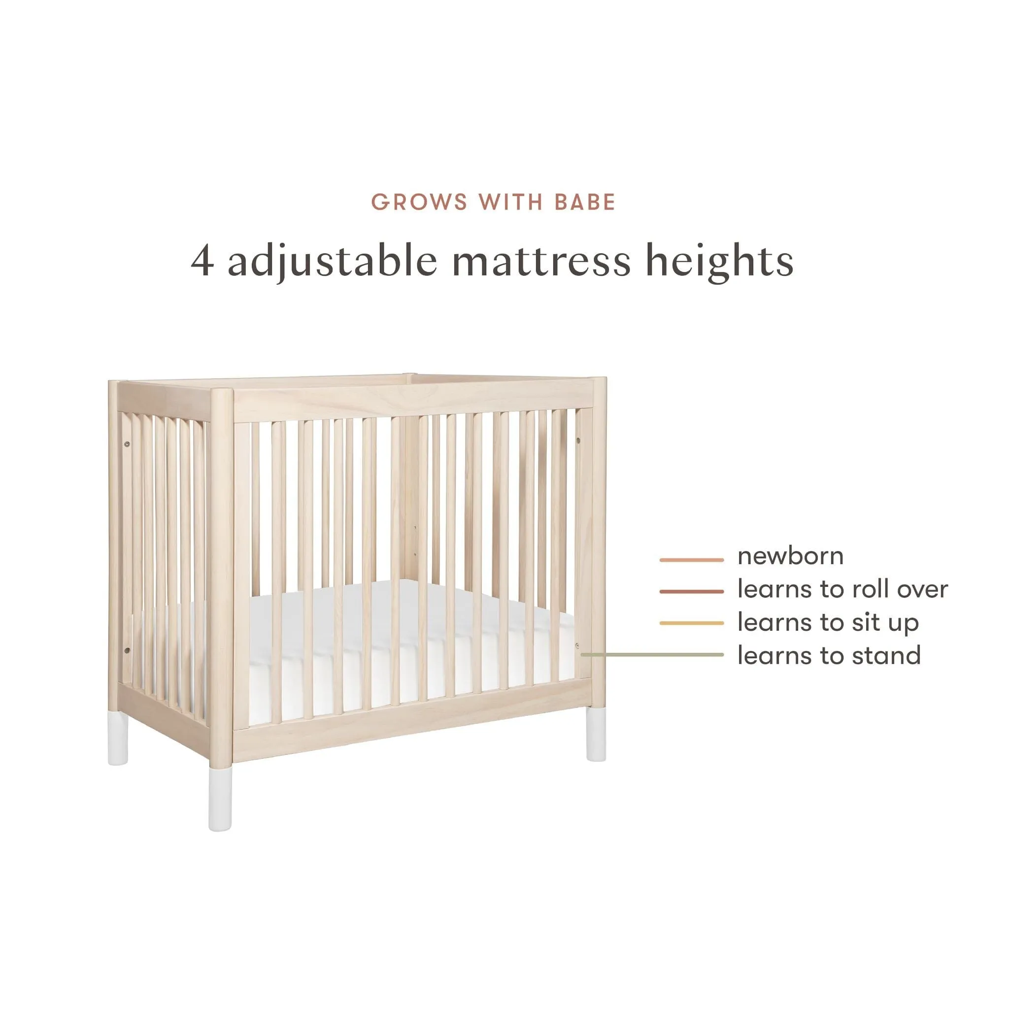 Gelato 4-in-1 Convertible Mini Crib | Washed Natural / White