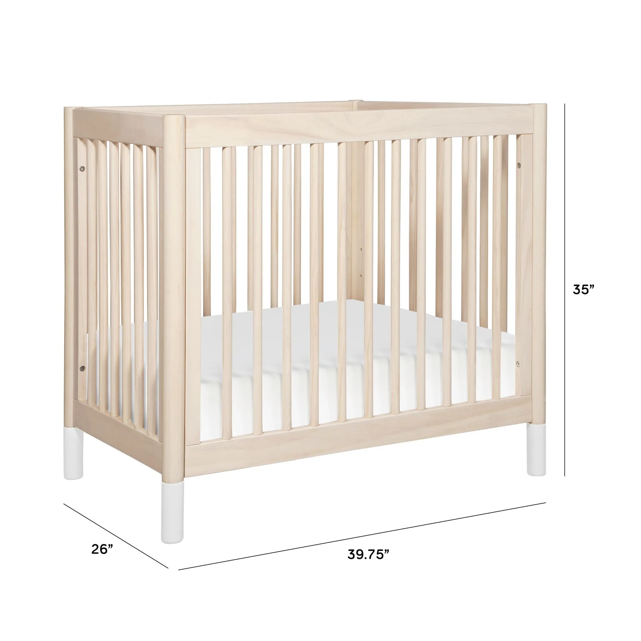 Gelato 4-in-1 Convertible Mini Crib | Washed Natural / White