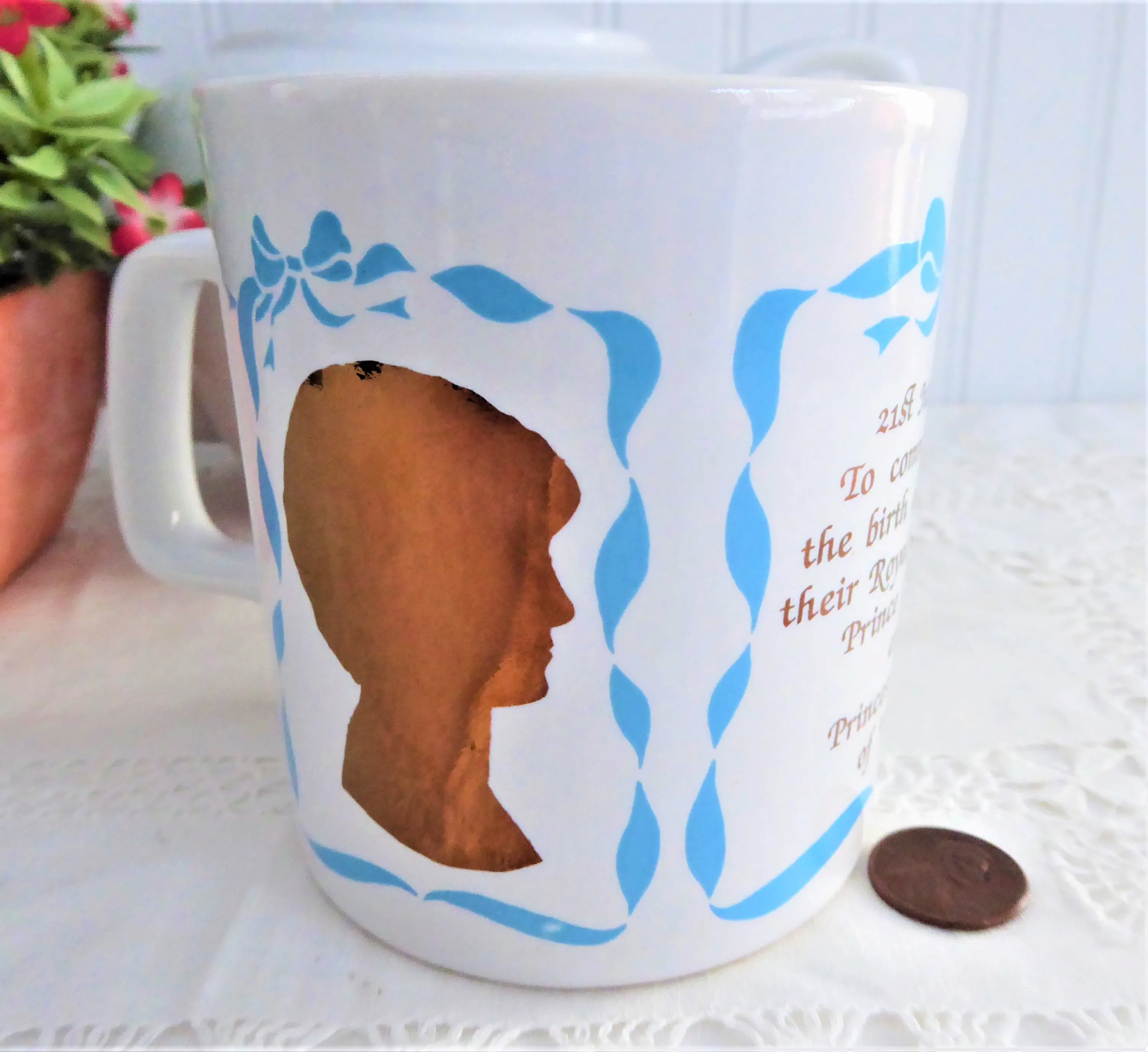 Gold Profiles Prince William Birth Mug 1982 Son Of Charles And Diana