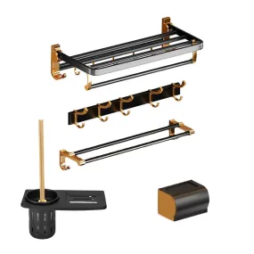 Gominimo Bathroom Wall Mount Black Gold Accessories Set (F)