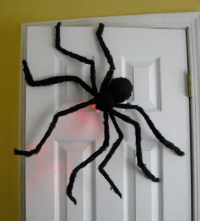 Halloween Spider With Light Up Eyes (Led Lights) - Decorations 4 Ft Hairy Spider